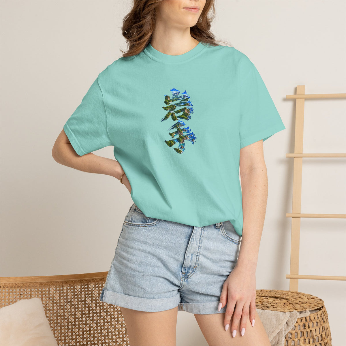 岩手の自然を描く毛筆Tシャツ｜三陸リアス海岸・山・森林デザイン
