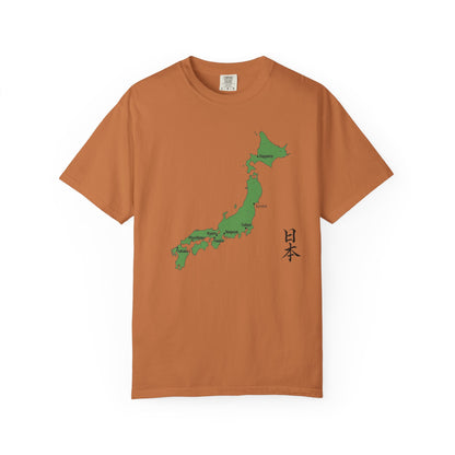 日本 Japan Map T-Shirt | Major Cities & Japanese Calligraphy Tee