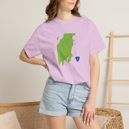 国道６号線 日本橋～仙台ルートマップ Tシャツ｜ユニセックス コットンTシャツ