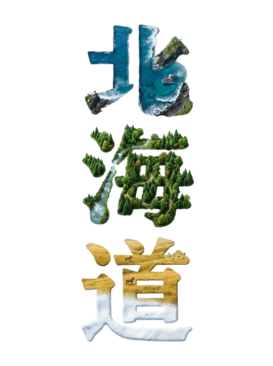 北海道 風景漢字 Tシャツ｜大自然アート｜ユニセックス コットンTシャツ