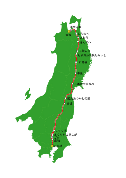 国道4号線 日本橋～青森ルートマップ Tシャツ｜ユニセックス コットンTシャツ