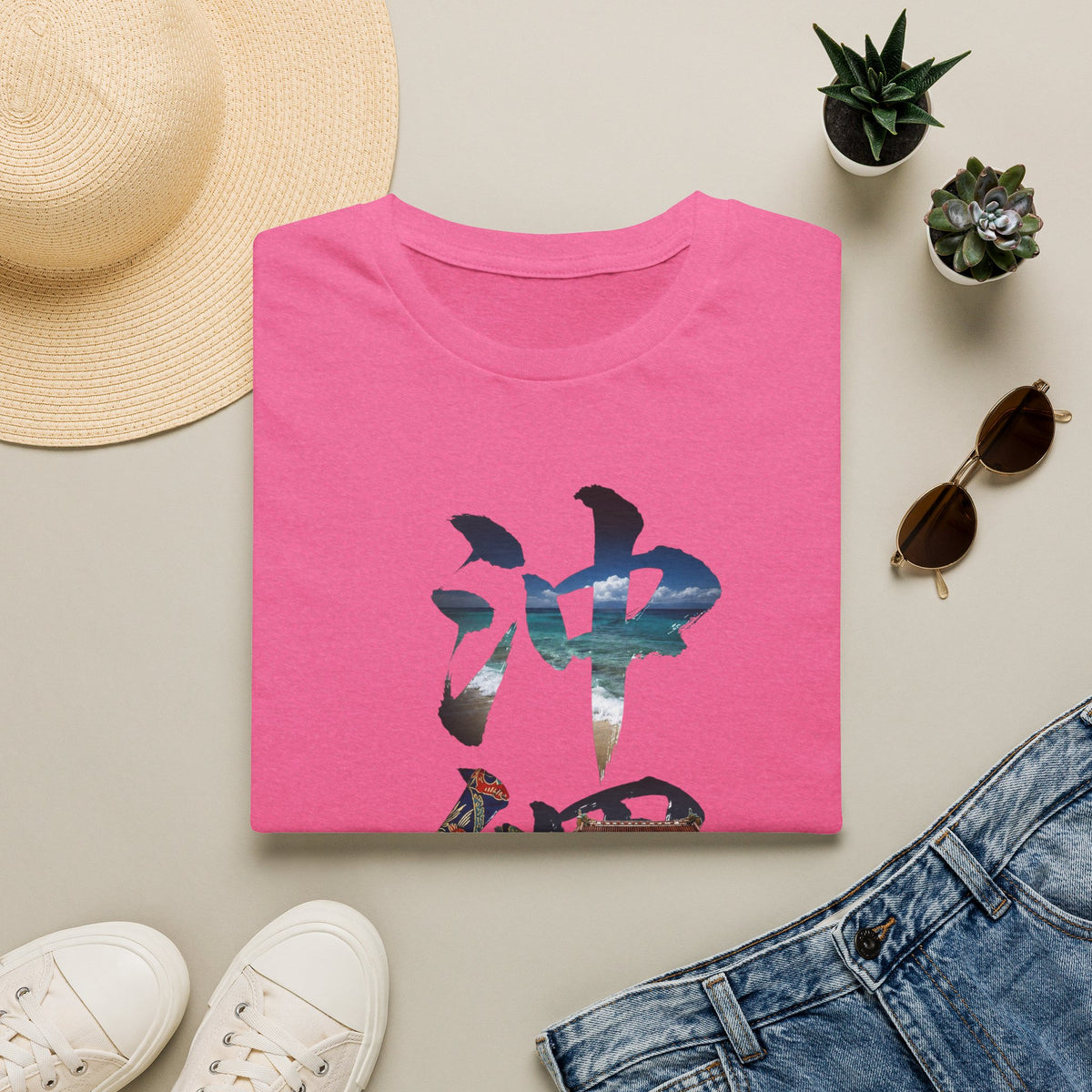 沖縄 風景漢字 Tシャツ｜大自然アート｜ユニセックス コットンTシャツ