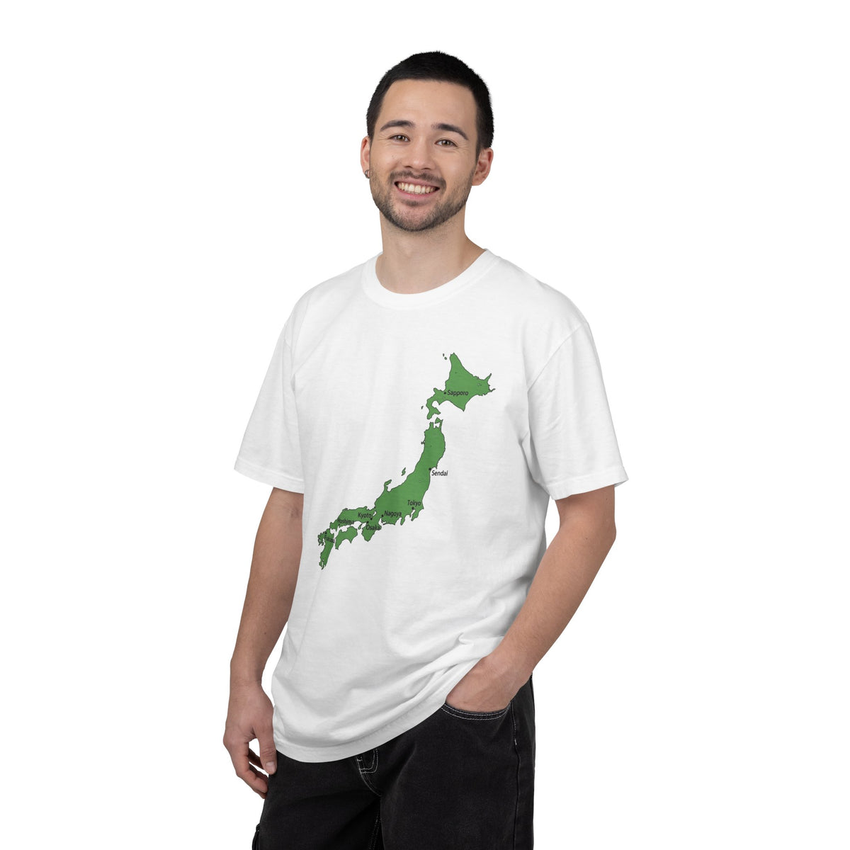 日本列島マップ Tシャツ｜主要都市入り｜Japan Map｜ユニセックス コットンTシャツ