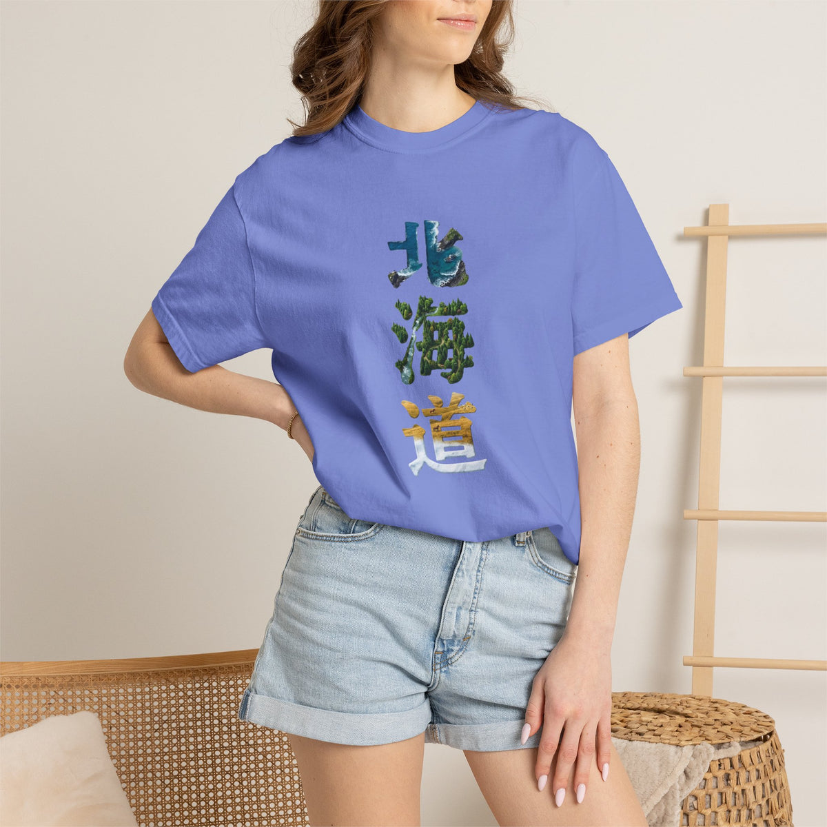 北海道 風景漢字 Tシャツ｜大自然アート｜ユニセックス コットンTシャツ