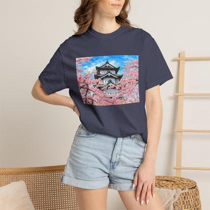 弘前城と桜 Tシャツ｜日本の春風景｜ユニセックス コットンTシャツ