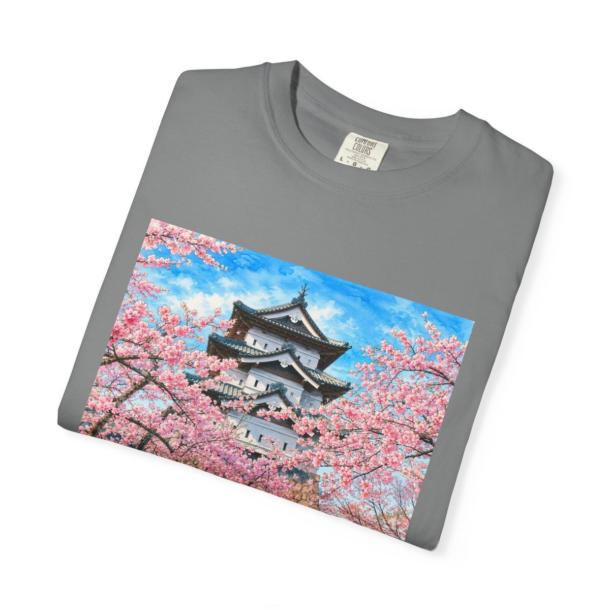 弘前城と桜 Tシャツ｜日本の春風景｜ユニセックス コットンTシャツ