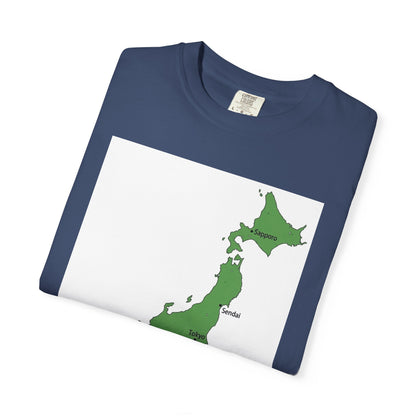 日本列島マップ Tシャツ｜主要都市入り｜Japan Map｜ユニセックス コットンTシャツ