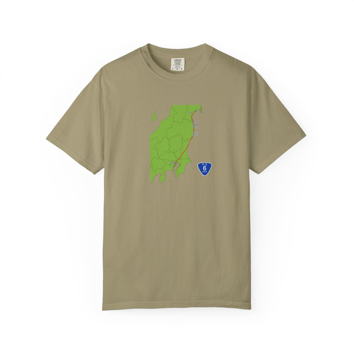 国道６号線 日本橋～仙台ルートマップ Tシャツ｜ユニセックス コットンTシャツ