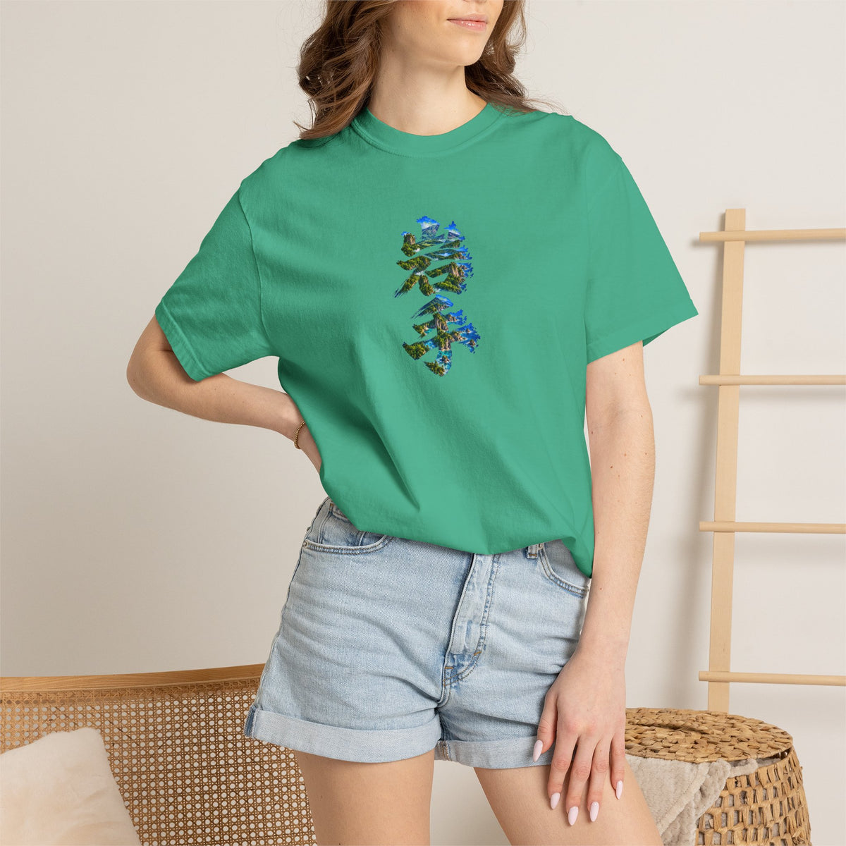 岩手の自然を描く毛筆Tシャツ｜三陸リアス海岸・山・森林デザイン