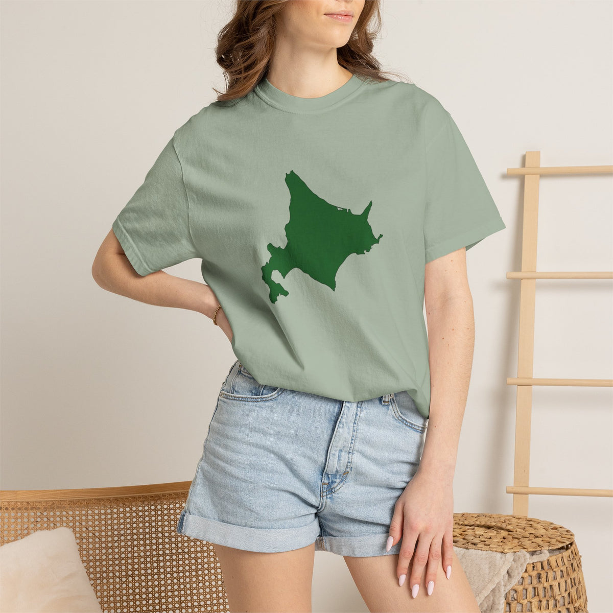 北海道 地図デザイン Tシャツ｜ユニセックス コットンTシャツ