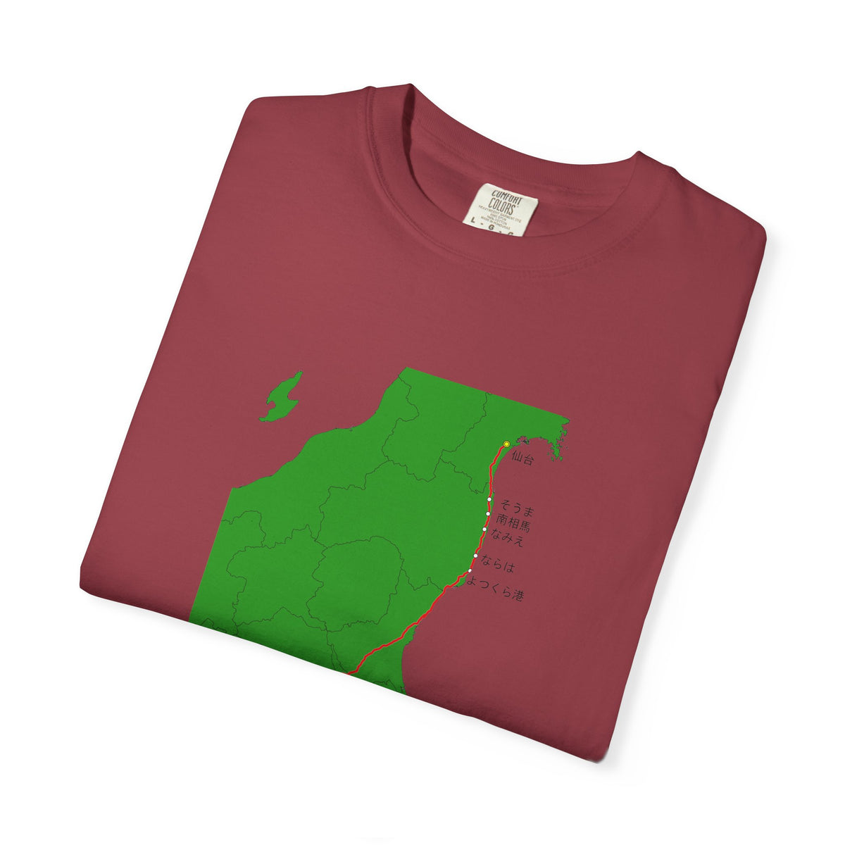 国道６号線 日本橋～仙台ルートマップ Tシャツ｜ユニセックス コットンTシャツ