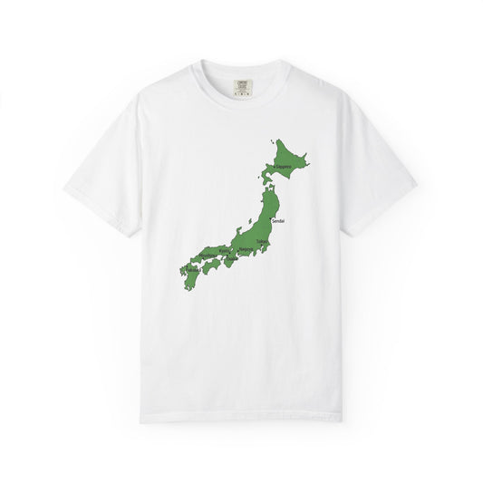 日本列島マップ Tシャツ｜主要都市入り｜Japan Map｜ユニセックス コットンTシャツ