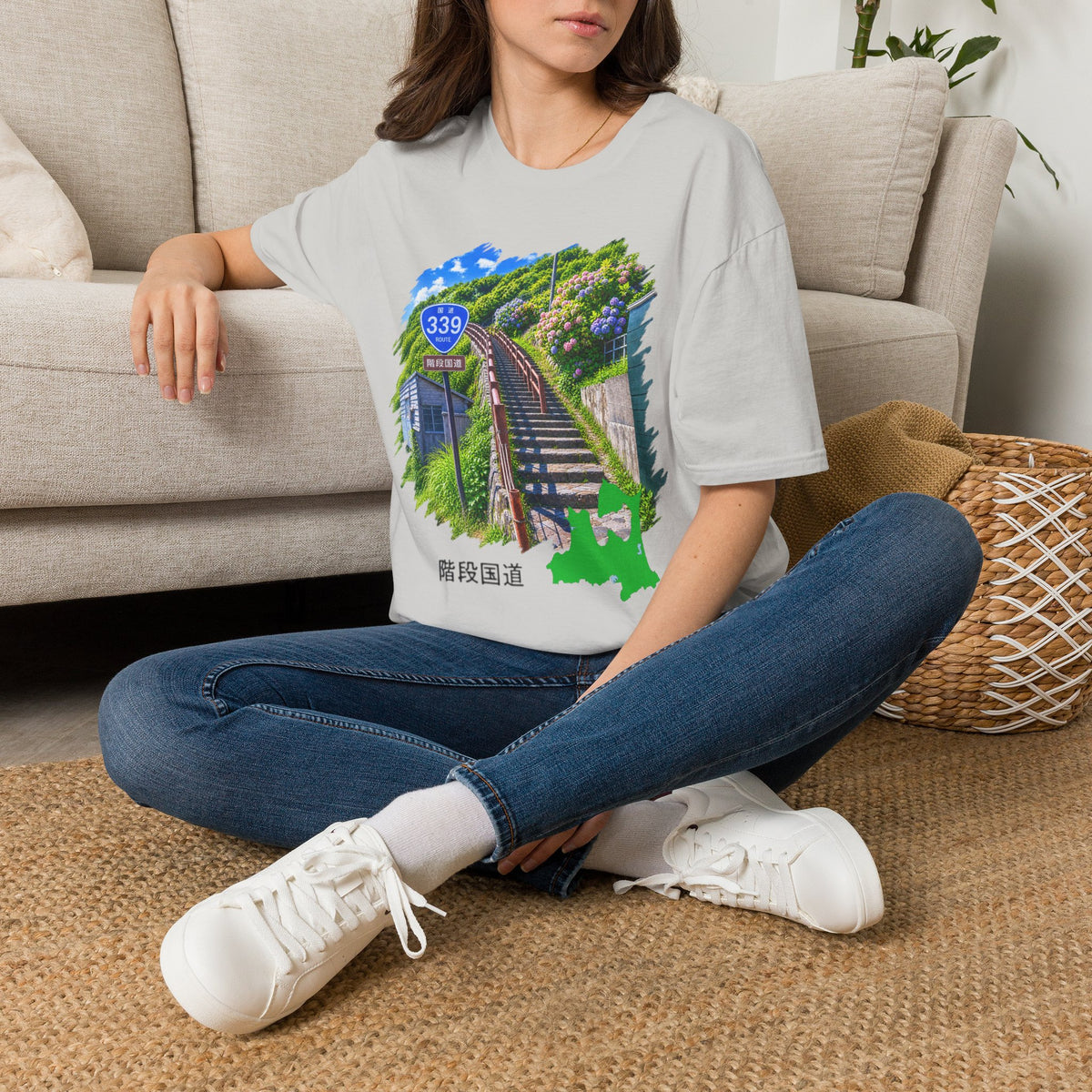 国道３３９号線　階段国道Tシャツ　 — 青森　道の駅４ヵ所ルートマップ