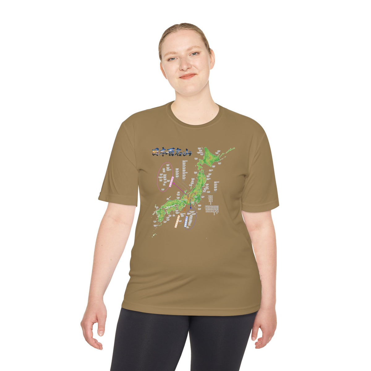 日本百名山マップTシャツ｜100名山・標高記載・速乾ユニセックス・見やすさ重視マップ・ポリエステル１００％