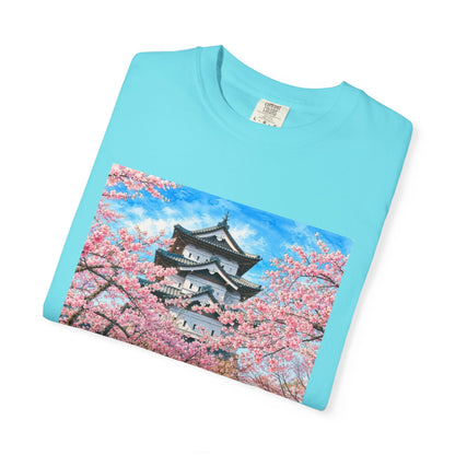 弘前城と桜 Tシャツ｜日本の春風景｜ユニセックス コットンTシャツ