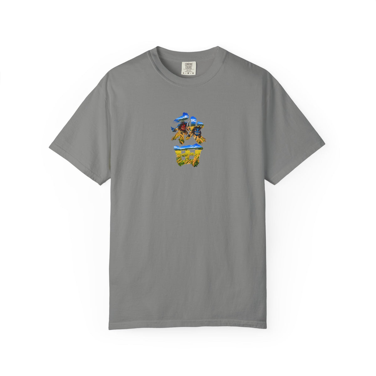 秋田 Akita Kanji Art T-Shirt | Namahage, Oga Peninsula & Rice Field Design
