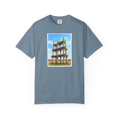 三内丸山遺跡 Tシャツ｜大型掘立柱建物｜縄文文化デザイン｜ユニセックス コットンTシャツ