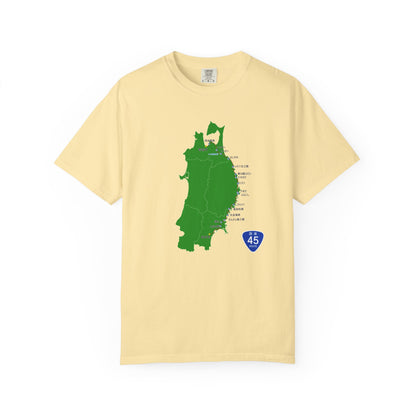 国道４５号線 仙台～青森ルートマップ Tシャツ｜ユニセックス コットンTシャツ