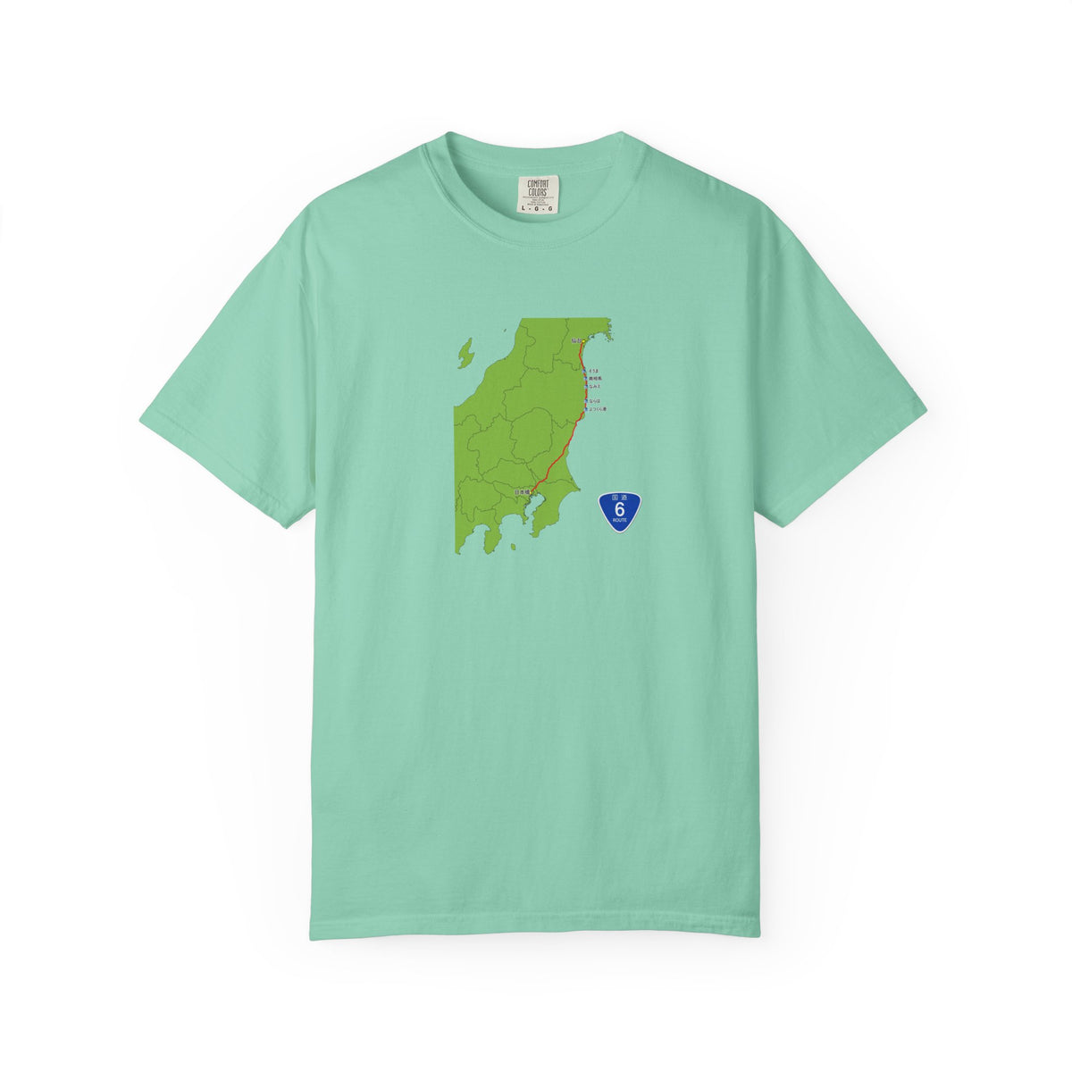 国道６号線 日本橋～仙台ルートマップ Tシャツ｜ユニセックス コットンTシャツ