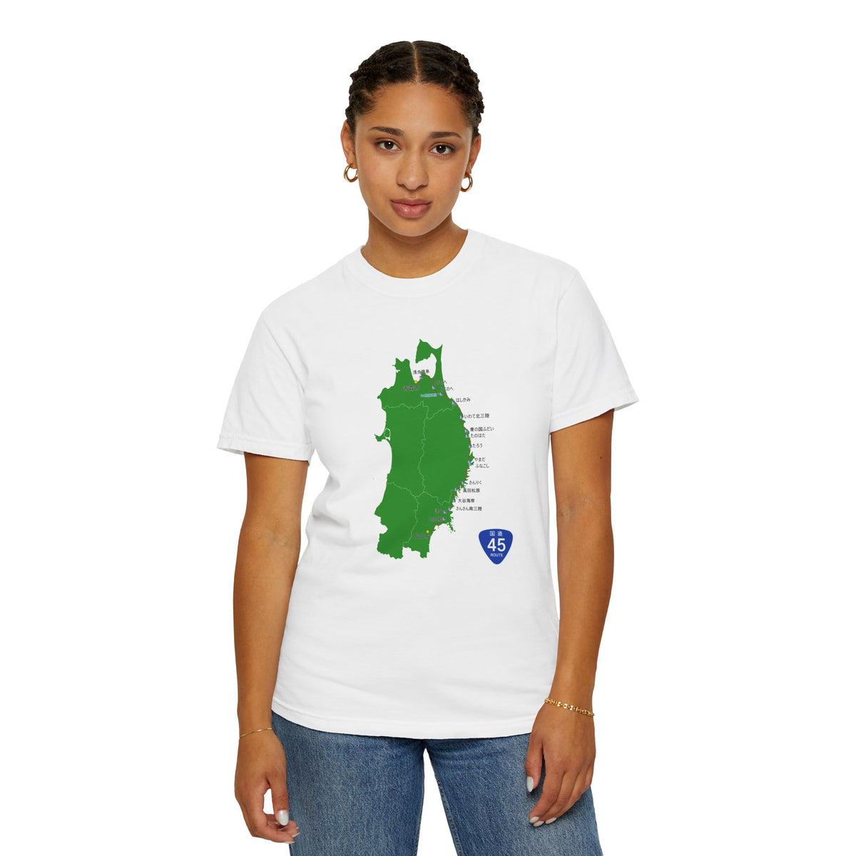 国道４５号線 仙台～青森ルートマップ Tシャツ｜ユニセックス コットンTシャツ