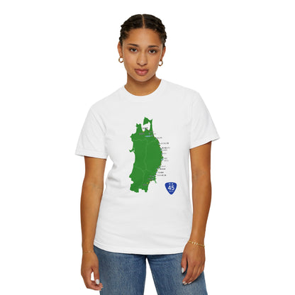 国道４５号線 仙台～青森ルートマップ Tシャツ｜ユニセックス コットンTシャツ