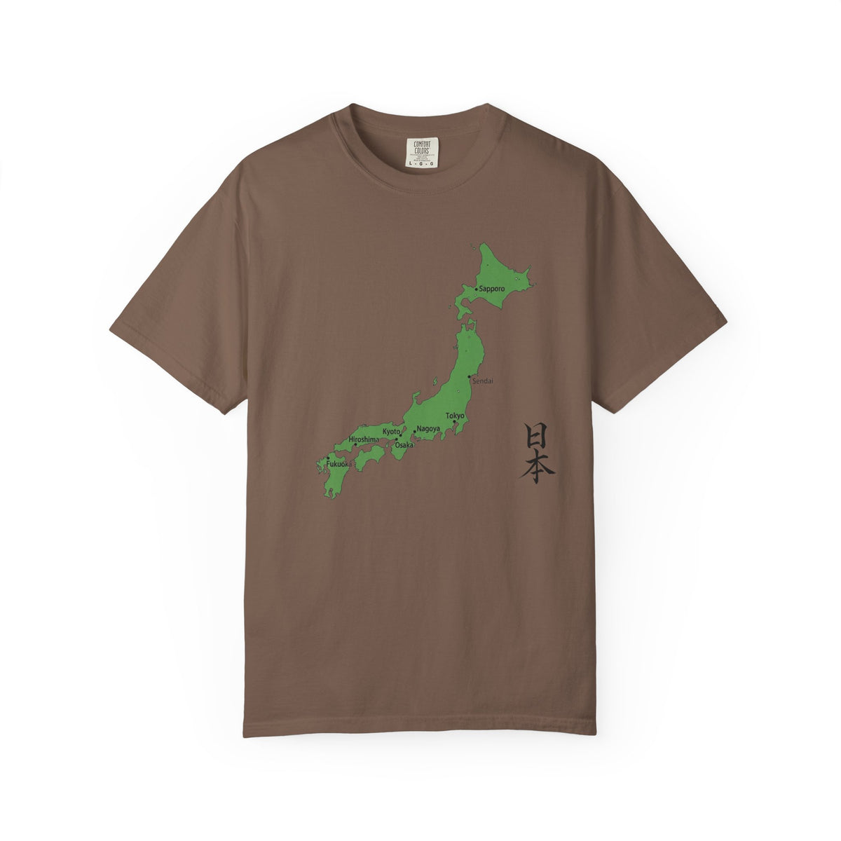 日本列島マップ Tシャツ｜主要都市入り｜Japan Map｜日本｜ユニセックス コットンTシャツ