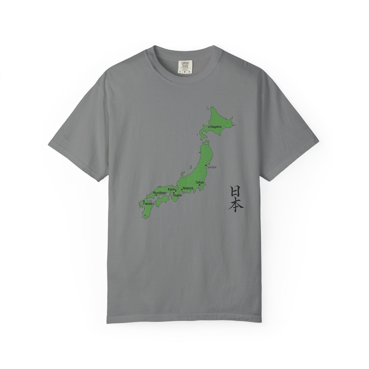 日本列島マップ Tシャツ｜主要都市入り｜Japan Map｜日本｜ユニセックス コットンTシャツ
