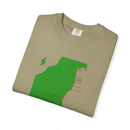 国道６号線 日本橋～仙台ルートマップ Tシャツ｜ユニセックス コットンTシャツ