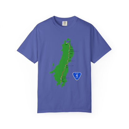 国道4号線 日本橋～青森ルートマップ Tシャツ｜ユニセックス コットンTシャツ
