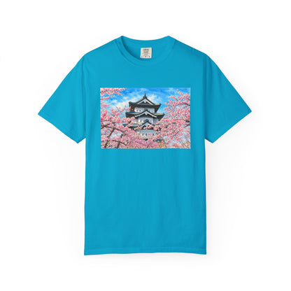 弘前城と桜 Tシャツ｜日本の春風景｜ユニセックス コットンTシャツ