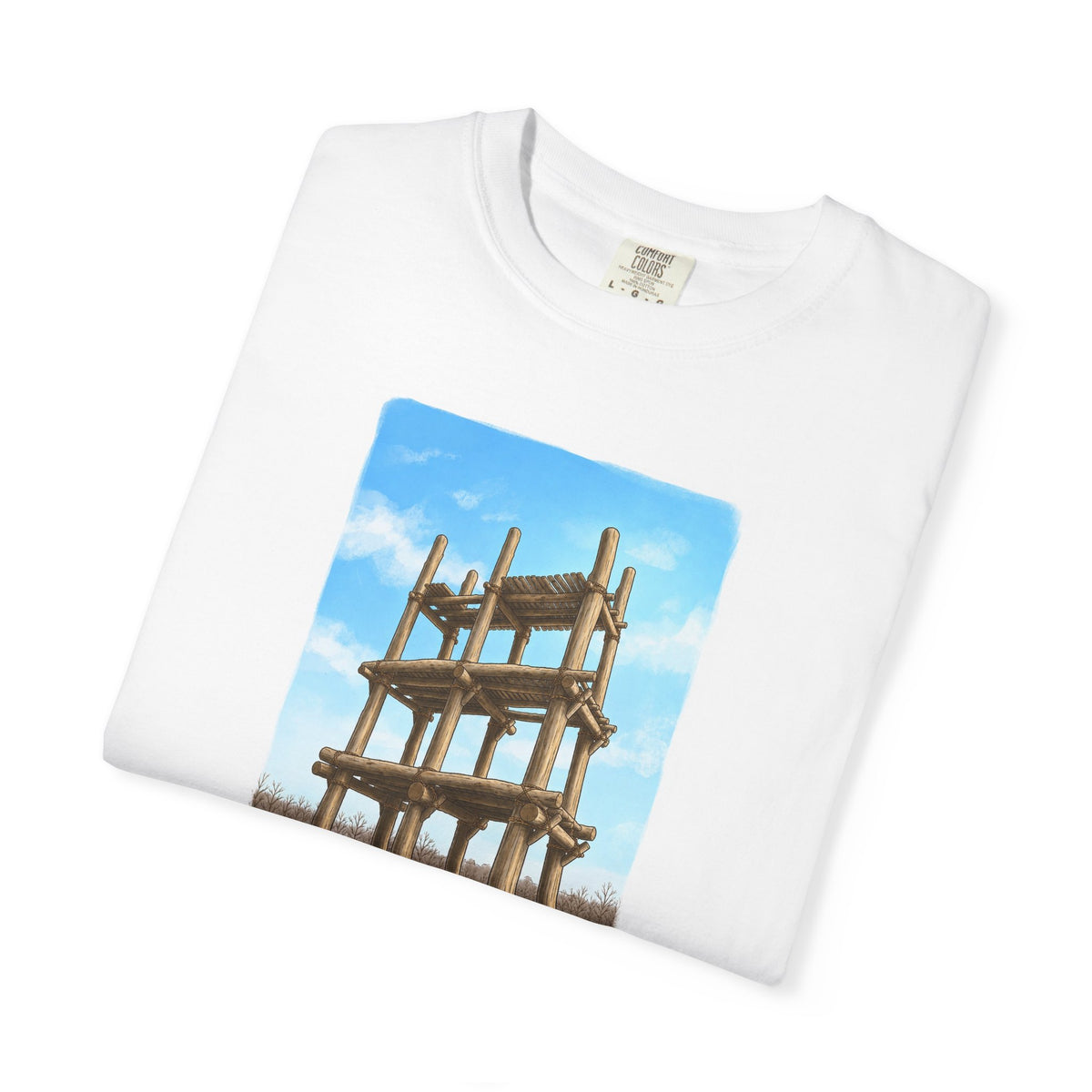 三内丸山遺跡 Tシャツ｜大型掘立柱建物｜縄文文化デザイン｜ユニセックス コットンTシャツ