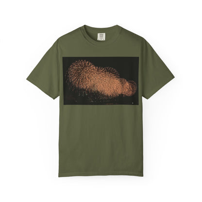 夜空を彩る大輪の華Tシャツ（2026年版） — 日本三大花火の街、2026年、長生橋、超大型ベスビアス風大花火