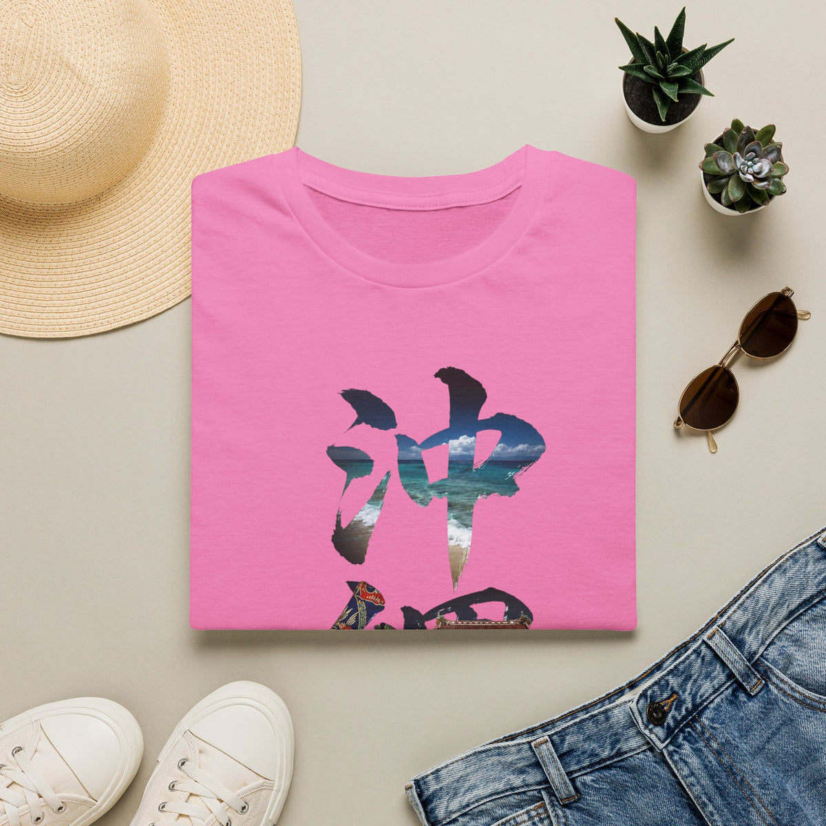 沖縄 風景漢字 Tシャツ｜大自然アート｜ユニセックス コットンTシャツ