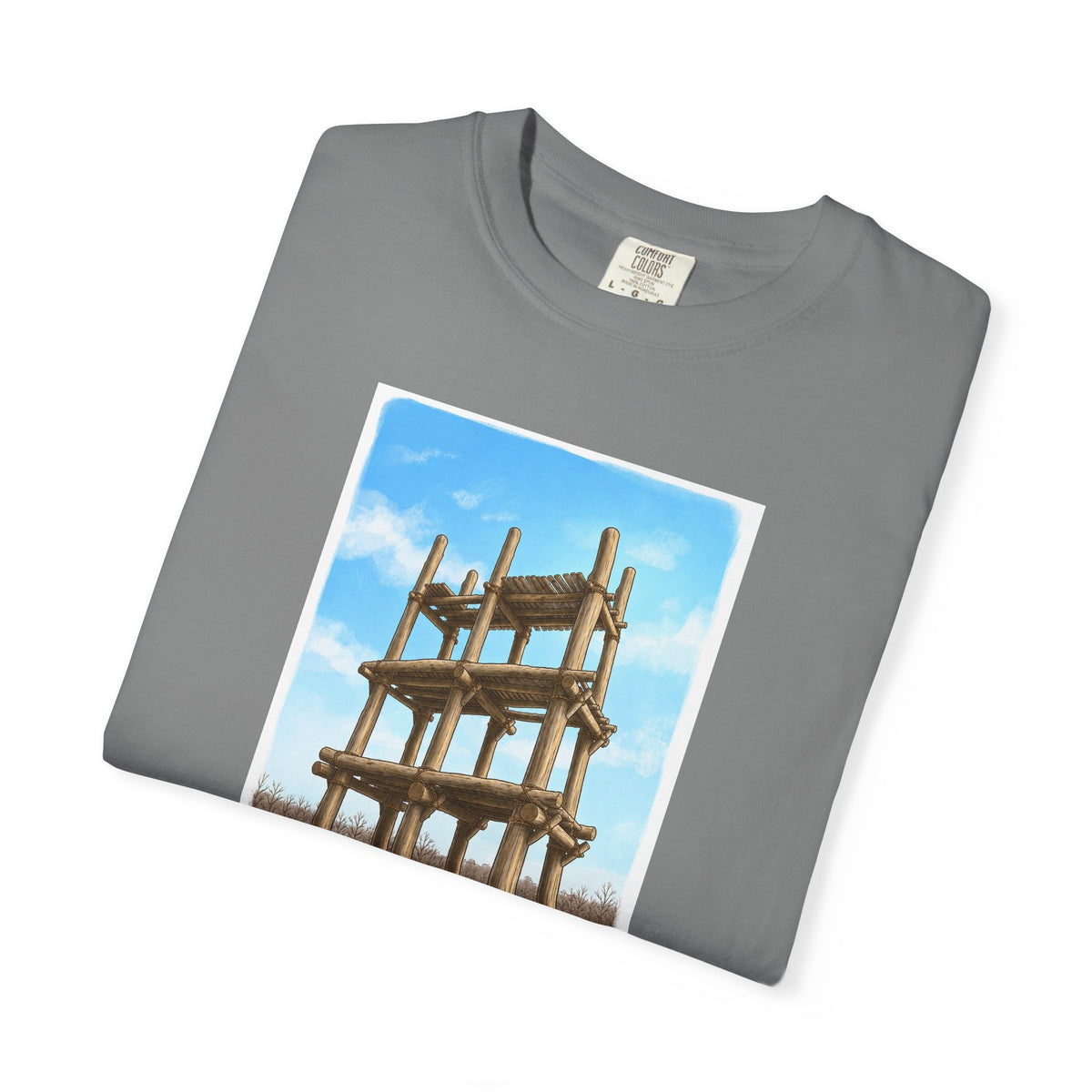 三内丸山遺跡 Tシャツ｜大型掘立柱建物｜縄文文化デザイン｜ユニセックス コットンTシャツ