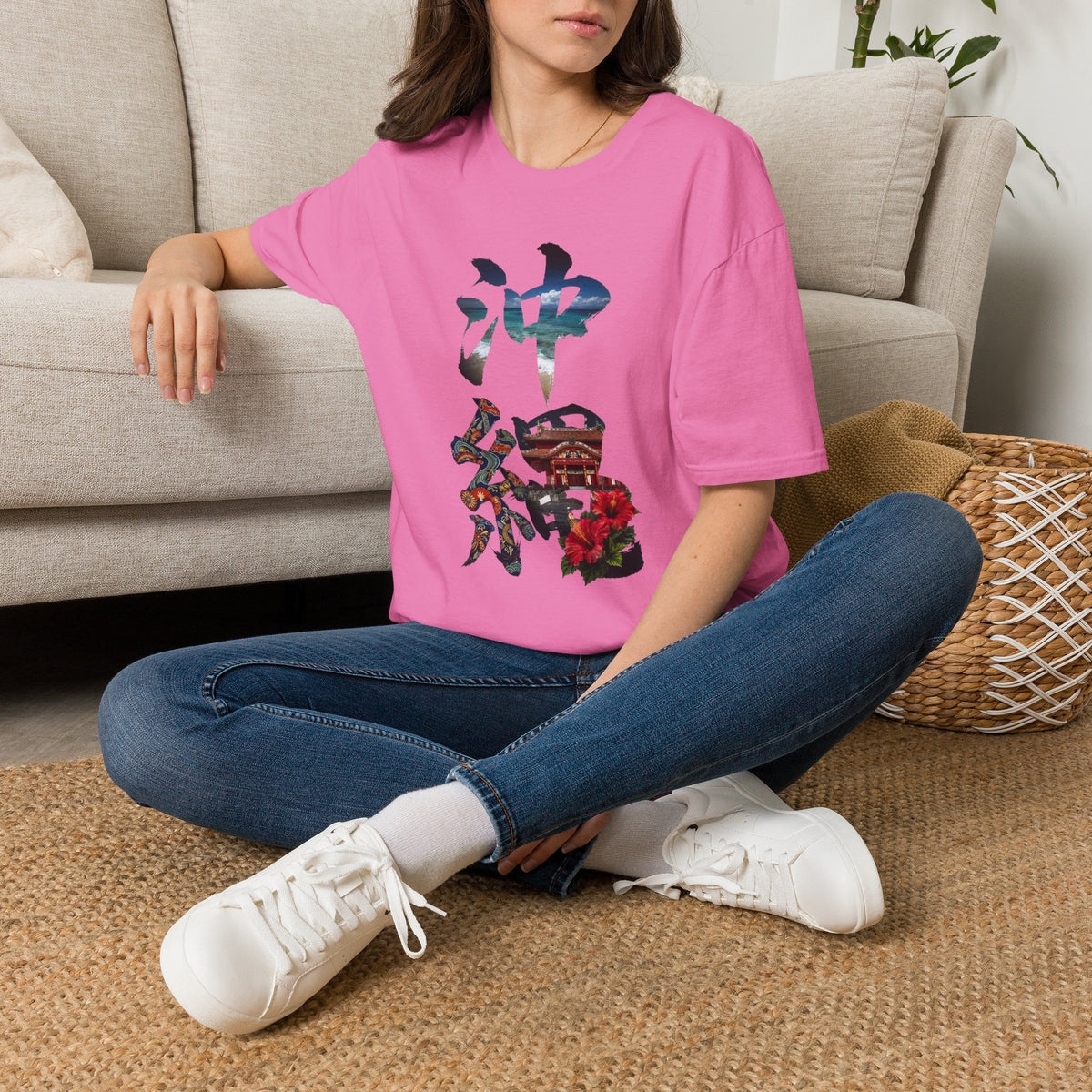 沖縄 風景漢字 Tシャツ｜大自然アート｜ユニセックス コットンTシャツ