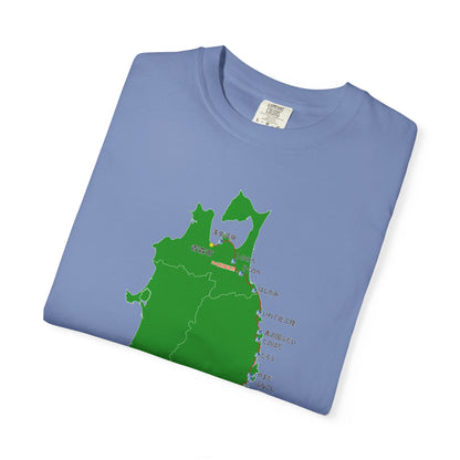 国道４５号線 仙台～青森ルートマップ Tシャツ｜震災復興｜ユニセックス コットンTシャツ