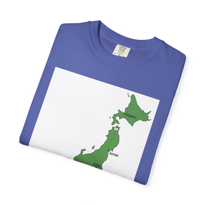 日本列島マップ Tシャツ｜主要都市入り｜Japan Map｜ユニセックス コットンTシャツ