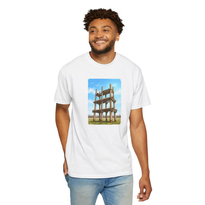 三内丸山遺跡 Tシャツ｜大型掘立柱建物｜縄文文化デザイン｜ユニセックス コットンTシャツ
