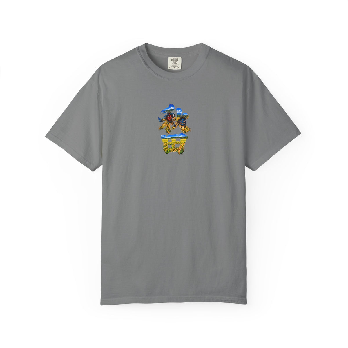秋田　なまはげ　と　稲穂　毛筆Tシャツ｜男鹿半島・田んぼ風景デザイン