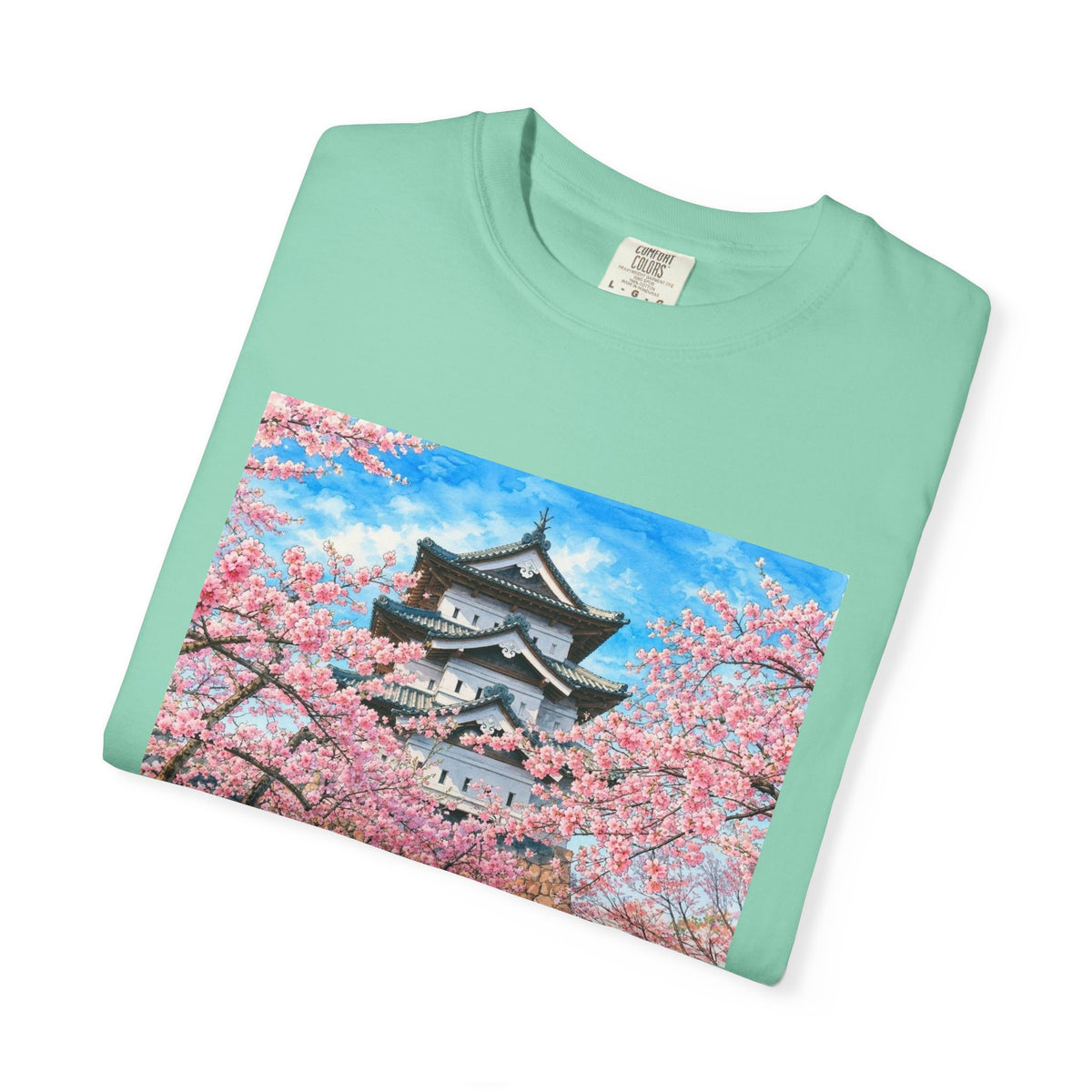 弘前城と桜 Tシャツ｜日本の春風景｜ユニセックス コットンTシャツ