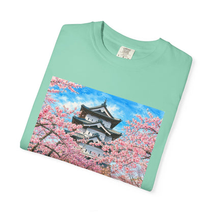 弘前城と桜 Tシャツ｜日本の春風景｜ユニセックス コットンTシャツ
