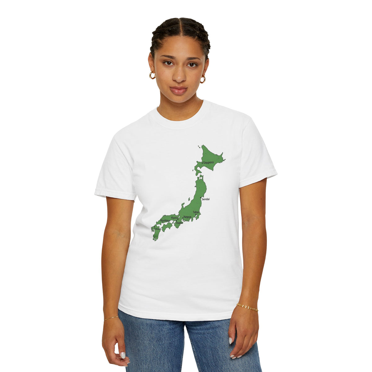 日本列島マップ Tシャツ｜主要都市入り｜Japan Map｜ユニセックス コットンTシャツ