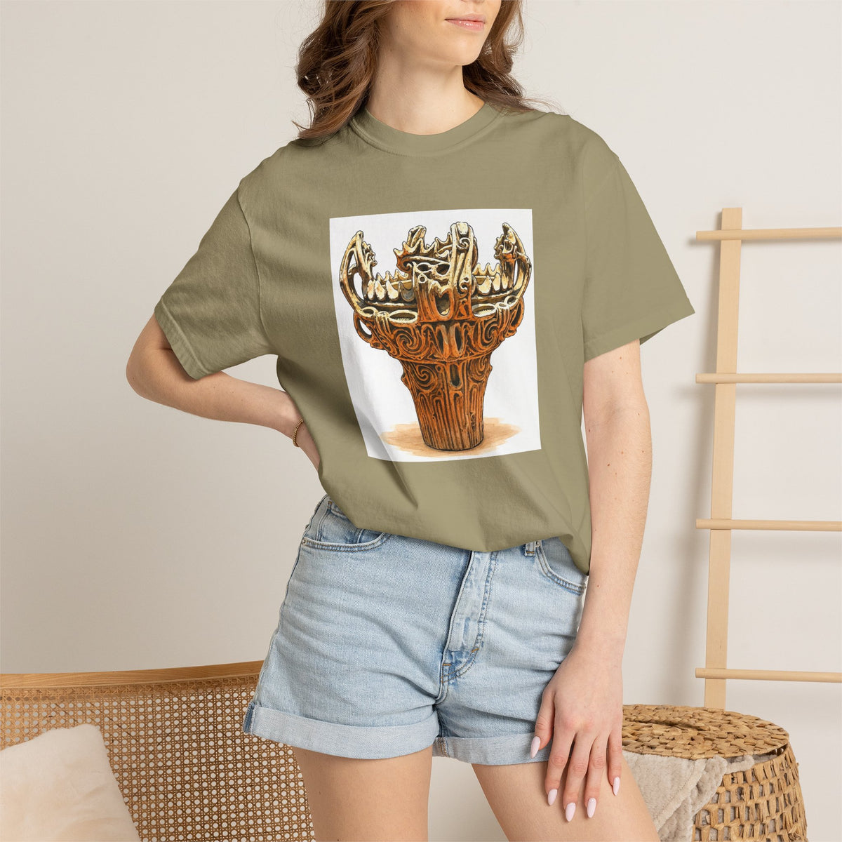 火焔型土器 Tシャツ｜縄文文化デザイン｜ユニセックス コットンTシャツ