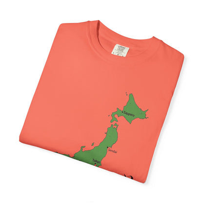 日本列島マップ Tシャツ｜主要都市入り｜Japan Map｜日本｜ユニセックス コットンTシャツ