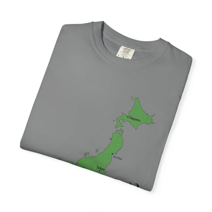 日本列島マップ Tシャツ｜主要都市入り｜Japan Map｜日本｜ユニセックス コットンTシャツ