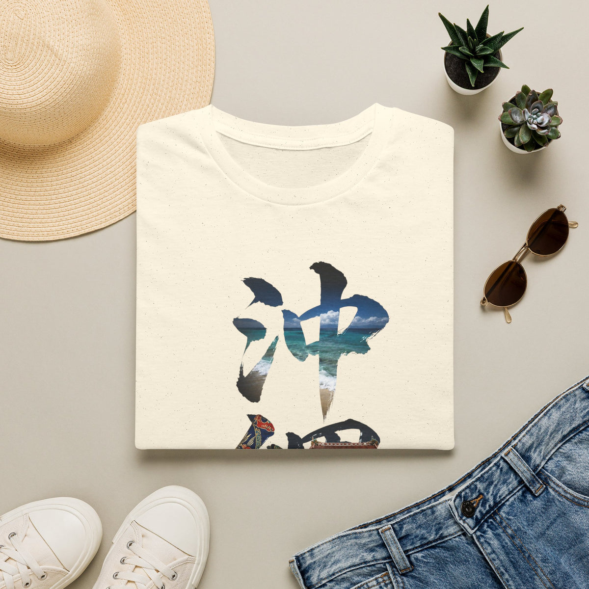 沖縄 風景漢字 Tシャツ｜大自然アート｜ユニセックス コットンTシャツ