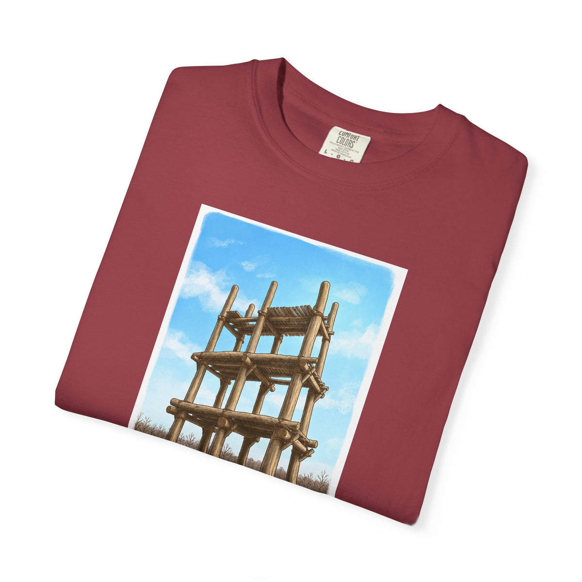 三内丸山遺跡 Tシャツ｜大型掘立柱建物｜縄文文化デザイン｜ユニセックス コットンTシャツ