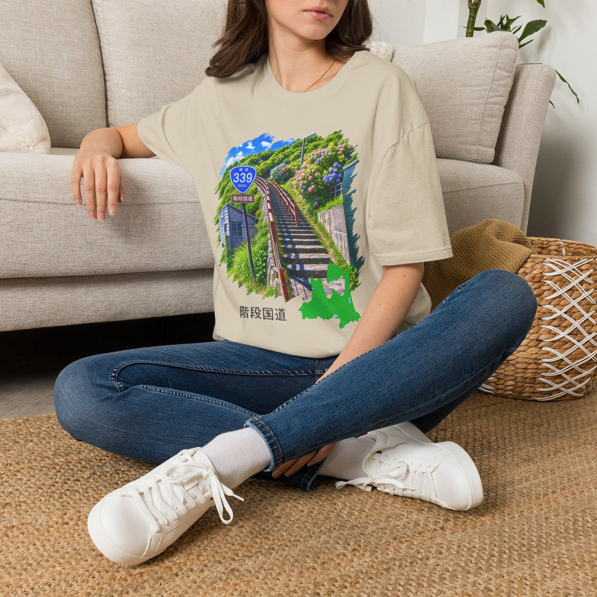 国道３３９号線　階段国道Tシャツ　 — 青森　道の駅４ヵ所ルートマップ
