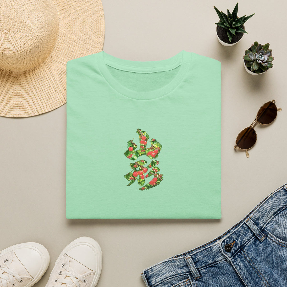 山形 Yamagata Cherry Kanji Art T-Shirt | Japanese Orchard Design