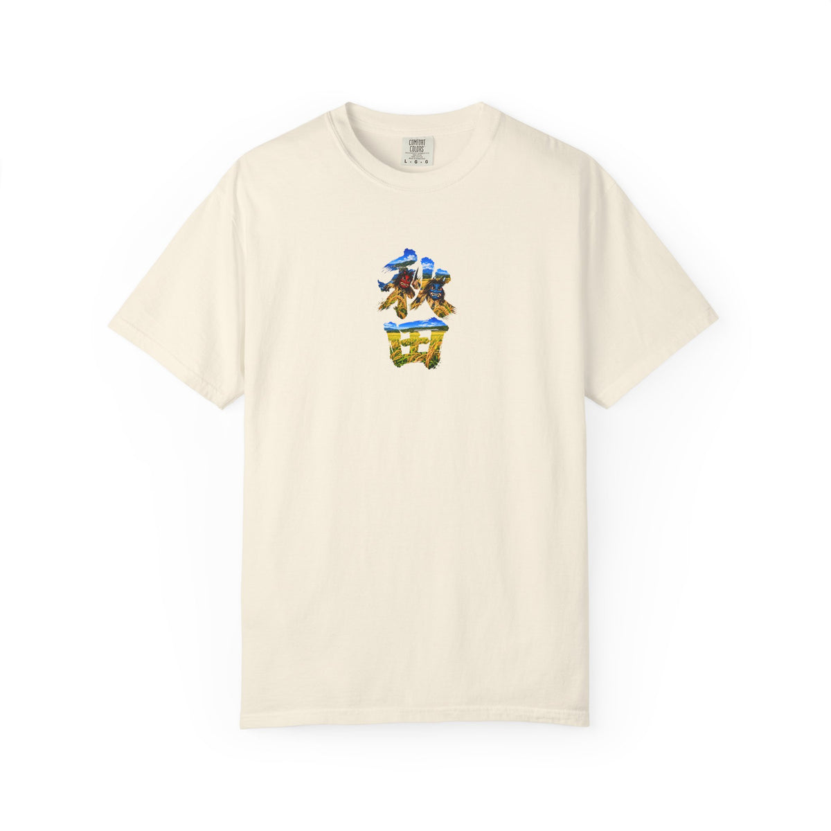秋田　なまはげ　と　稲穂　毛筆Tシャツ｜男鹿半島・田んぼ風景デザイン